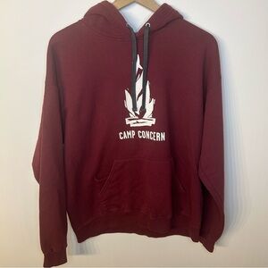 Vintage Camp Concern Burgundy Hoodie, Size Large